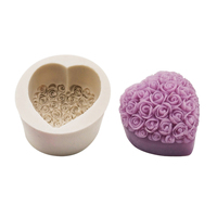 Günstige Klassische Beliebte Herzförmige Sonnenblumen-Gänseblümchen-Rosen-Muster Silikon DIY Seifen-Kerzen-Dekorationsform