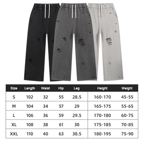 Pantalones Largos Retro para Hombre con Logotipo Personalizado, 420G, Desgastados, Rotos, con Lavado de Color, Técnicas Bordadas, Cintura Media, Forro Polar, Formales - Product Image 6