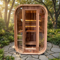 Sauna Batu Listrik Deluxe 6KW, Kayu Cedar Merah, 2 Orang, Bentuk Kubus, untuk Halaman Belakang, Ruang Sauna Tradisional untuk Villa