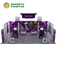 Stand de salon professionnel portable de 10 pieds Présentoir en aluminium en tissu extensible de 10x10 pieds pour cabines de salon, installation sans outil