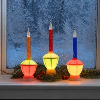 Lampes à bulles de Noël homologuées ETL, 3 lumières, bougies C7, culot E12, 120V, IP45, 2700K, pointe de flamme, 3 pieds