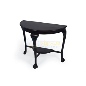 Regency Half Moon <b>Console</b> <b>Table</b> Antique <b>Black</b> Demilune <b>Table</b> with Ball and Claw Feet Lower Shelf Classic Home Furniture <b>table</b> - Product Image 2