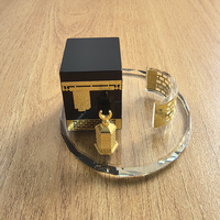 Décorations créatives de l'Aïd Ensemble de trois pièces de la Kaaba ronde minimaliste moderne Ornement décoratif en cristal souvenir de voyage en Arabie saoudite