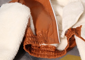 Giacca da donna di moda invernale con colori a contrasto felpa con cappuccio giacca di lana giacca di pelle di pelliccia da motociclista - Product Image 6