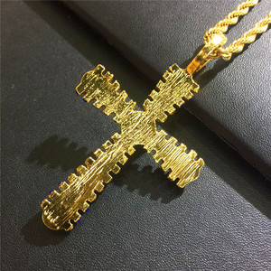 Womenn/hommes plaqué or plein cristal diamant croix collier bijoux - Product Image 6