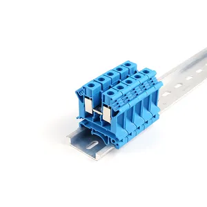 Uk 10N Blauw Plastic Nylon PA66 V0 Gemonteerd Feed Through Schroef Kooi Din Rail Quick Goede Prijs Connect Terminal Blok