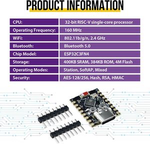 ESP32-C3 슈퍼미니 개발 보드 WiFi 듀얼 모드 무선 MCU 모듈 (IoT 스마트 홈 전자 프로젝트용) - Product Image 4