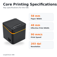 Imprimante thermique de reçus 58 mm, 90 mm/s, USB, imprimante POS pour la vente au détail, les restaurants et les plats à emporter