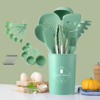 MANJIA-Ustensiles de cuisine en silicone antiadhésif vert pour la maison, accessoires pour armoires de cuisine