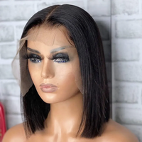 Perruque Bob Lace Frontale 13X4 Pas Chère, Coupe Droite, 100% Cheveux Humains Indiens Naturels et Tissages, Perruque Bob Brésilienne Non Traitée pour Femme