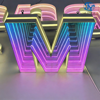 Letrero Comercial con Logotipo, Letras Iluminadas LED, Espejo Infinito con Varios Efectos de Luz Coloridos, Letrero para Tienda o Fiesta