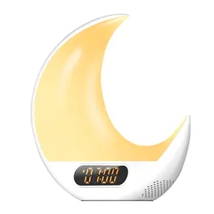 2023 nuovo modello di vendita calda mezza luna sveglia digitale alba sveglia con luce notturna orologio da tavolo cambia colore