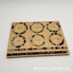 Bandeja de exhibición de joyas de bambú con cuentas, tamaño 6.5in, 7in, 7.5in, 6.75in, con regla para diseño de pulseras, suministros de manualidades DIY - Product Image 3