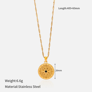 Collar Personalizado de Fábrica con Colgante de Sol, Luna y Estrellas, Hexagrama, para Mujer, <span class=keywords><strong>Islam</strong></span>, Acero Inoxidable Chapado en Oro de 18K, Collar con Estrella del Norte - Product Image 5