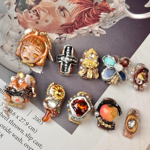 <span class=keywords><strong>Faux</strong></span> ongles à presser faits main style Y2K Spicy Girl, en métal carré 3D, style gothique punk, bijoux pour filles, cadeaux - Product Image 6