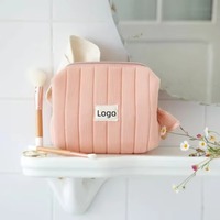 Besticktes Logo Multifunktionale Umweltfreundliche Reise-Streifen-Quilt-Kosmetiktasche Damen-Gaze-Make-up-Beutel