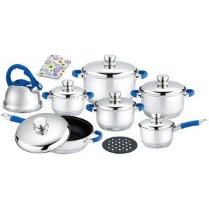 Vente en gros de 16 pièces d'ustensiles de cuisine en acier inoxydable avec fond épais en 9 marches marmites et poêles antiadhésives et bouilloire cadeau ustensiles de cuisine - Product Image 6
