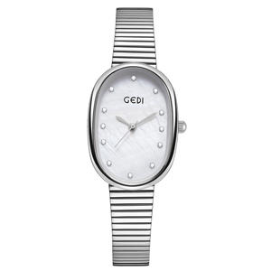 Nuevo reloj de mujer de estilo minimalista correa de piel de cuarzo ovalada con esfera de nácar - Product Image 5