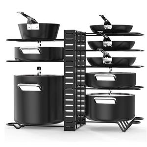 Pot Rack Organizers 8 Tiers Pots and Pans Organizer for Kitchen Organization & Storage Adjustable Pot Lid Holders & Pan Rack