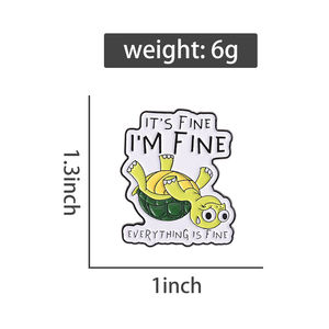 Ini baik saya baik-baik saja semuanya baik Enamel Pin lucu bros kura-kura kerah Lapel lencana hadiah perhiasan untuk teman-teman - Product Image 6