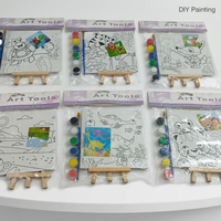 Tableau de coloriage en bois carré 15x15 cm à peindre soi-même, motif dessin animé, vente en gros usine