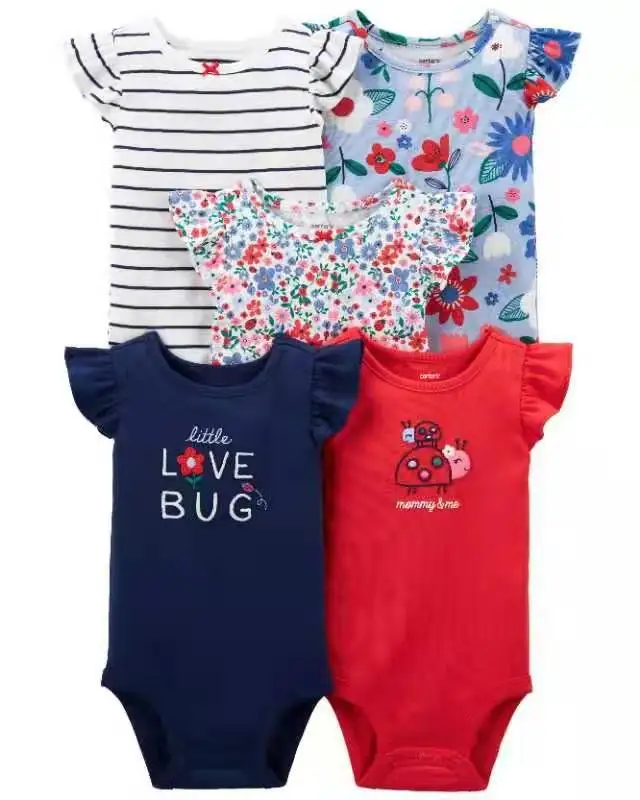 2023 New Baby Bodysuit 5 pcs Set Infant Clothes Baby Girls' Boy's Rompers 100% Cotton Baby Jumpsuit in Stock Ready to Go