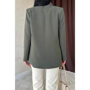 Blazer kaki pour femme en tissu peigné anti-plis – Vente en gros - Product Image 1