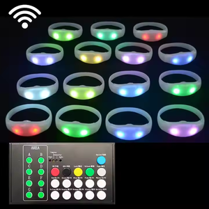 RICHSHINING <span class=keywords><strong>DMX</strong></span> uzaktan kumandalı LED bilezik konser parti için özel Logo ses aktif silikon bileklik için bts olaylar - Product Image 3