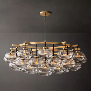 60" Larrge Round Clear Oval Glass Shade Chandelier Villa Decoration Modern Design Handblown Globes Glass Luxury Big Chandelier - Product Image 1