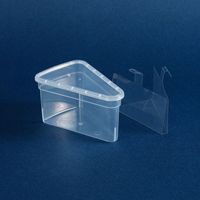QH-212 Boîte d'emballage moderne en plastique PS pour gâteau en tranches avec plateau intérieur, pour gâteau au lait de coco cru et mousse triangulaire