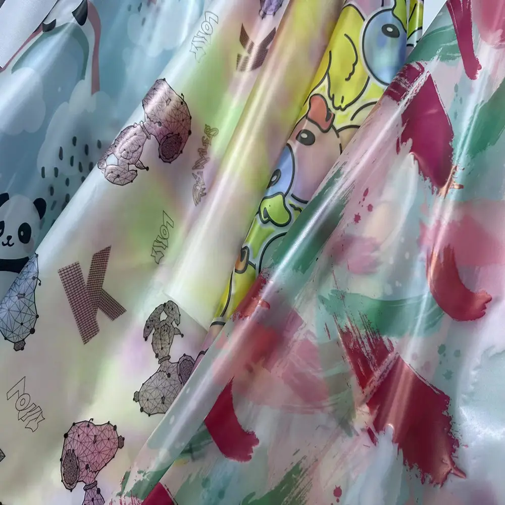 Waterproof Transparent Colorful Digital Printing TPU Synthetic Leather Fabric for Raincoat Umbrella Clothing
