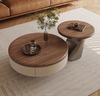 Table basse ronde STG moderne de style européen et américain, plateau en métal, acier inoxydable, 60 cm, couleur noyer, meubles de salon