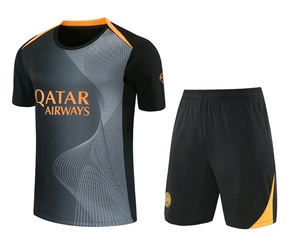 Heren Zomer Sneldrogend Ademend Voetbaltraining 2-delige set Zwart Oranje Geometrische print Polyester/Nylon Voetbalshirt + Shorts - Product Image 3