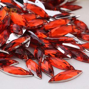 Diamantes de imitación sueltos para coser, diamantes de imitación acrílicos con forma de ojo de caballo de 7*15mm con 2 agujeros para ropa, accesorios de ropa - Product Image 4