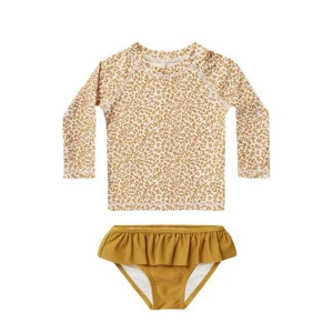 Traje de baño de dos piezas con estampado floral para niñas de 1 a 12 años, traje de baño de manga larga para niños pequeños, trajes de baño con protección solar, ropa de playa - Product Image 4