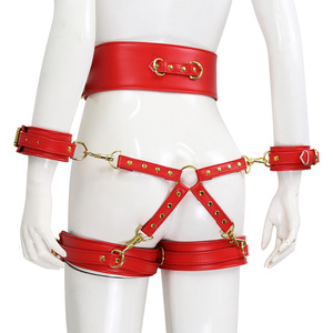 Perzikkleurige Fate Factory-winkel Groothandel Volwassen Seksartikelen Polyurethaan Handboeien Beenboeien Taille Bondage Belt Kruisvormige Tailleband - Product Image 4
