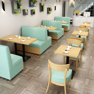 Sistema di panche avvolgenti personalizzato per negozi di tè, con sedute a cabina, in tessuto blu brillante, ideale per caffè giovanili e sale da tè - Product Image 3