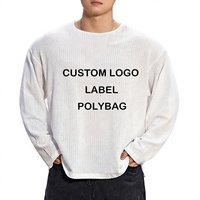 Pull-over en maille ajourée à manches longues et col rond pour homme, coupe ample, avec logo personnalisé, en polyester anti-boulochage, idéal pour l'automne, OEM, marque privée