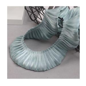 ผ้าชีฟองสีม่วงเบจ Ruffled,ผ้าชีฟองยู่ยี่ปกกระโปรงวัสดุเสื้อผ้าจีบลูกไม้ตัด - Product Image 2