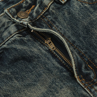 Jeans tendance pour hommes, délavés et déchirés, coupe droite ample, pantalon en denim, décoration de poche arrière, déchiré, effiloché, ample, jambe large