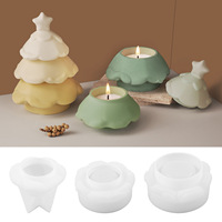 Moule en silicone DM1066 pour bougie en forme de sapin de Noël avec couvercle - Réutilisable, antiadhésif, résistant à la chaleur, pour bricolage et usage domestique