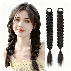 Extensions de queue de cheval tressée synthétique de 24 pouces avec élastique, extension de tresse en boîte pour femmes, taille universelle - Product Image 2