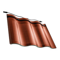 Tuile solaire à triple courbe pour BIPV 25W 32W, tuile solaire CIGS étanche rouge pour villas européennes, énergie renouvelable