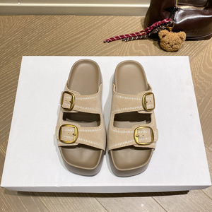 Sandales décontractées en cuir véritable à boucle pour femme, nouvelle collection été 2026, à semelle épaisse, pour l'extérieur - Product Image 3