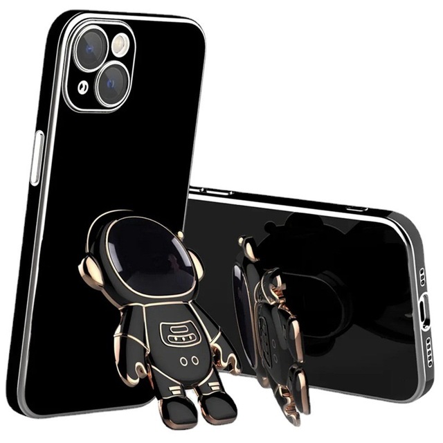 Electroplated Astronaut Shockproof Soft TPU Kickstand Case for iPhone 15 14 13 12 11 Pro Max Spaceman Phone Case