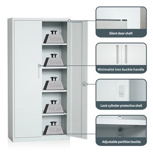 Armoire de classement métallique moderne à 2 portes avec étagères pour garage, bureau, cuisine, salle de sport et usage extérieur - Product Image 5