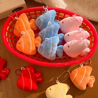 Nouveau produit : Mini pendentif en peluche poisson, porte-clés mignon en peluche animal marin de dessin animé pour la décoration de sac à dos