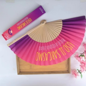 23cm Stock de <span class=keywords><strong>madera</strong></span> poliéster Contton mango de <span class=keywords><strong>madera</strong></span> ventilador plegable para España promoción del mercado - Product Image 3