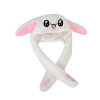 Vente d'usine Adorable lapin doux animé casquette en peluche drôle oreilles mobiles chapeau avec pompage d'air sac de téléphone étanche