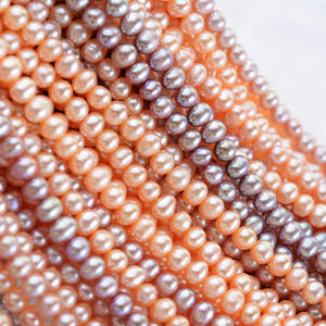 Collier en perles d'eau douce naturelles de 5-6 mm en gros, semi-finies, à forte luminosité, presque circulaires, blanches et roses, perles en vrac - Product Image 3